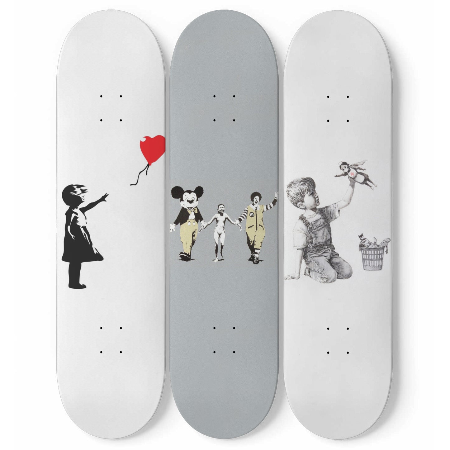 Banksy - Mixed Art - 3-piece Skateboard Wall Art