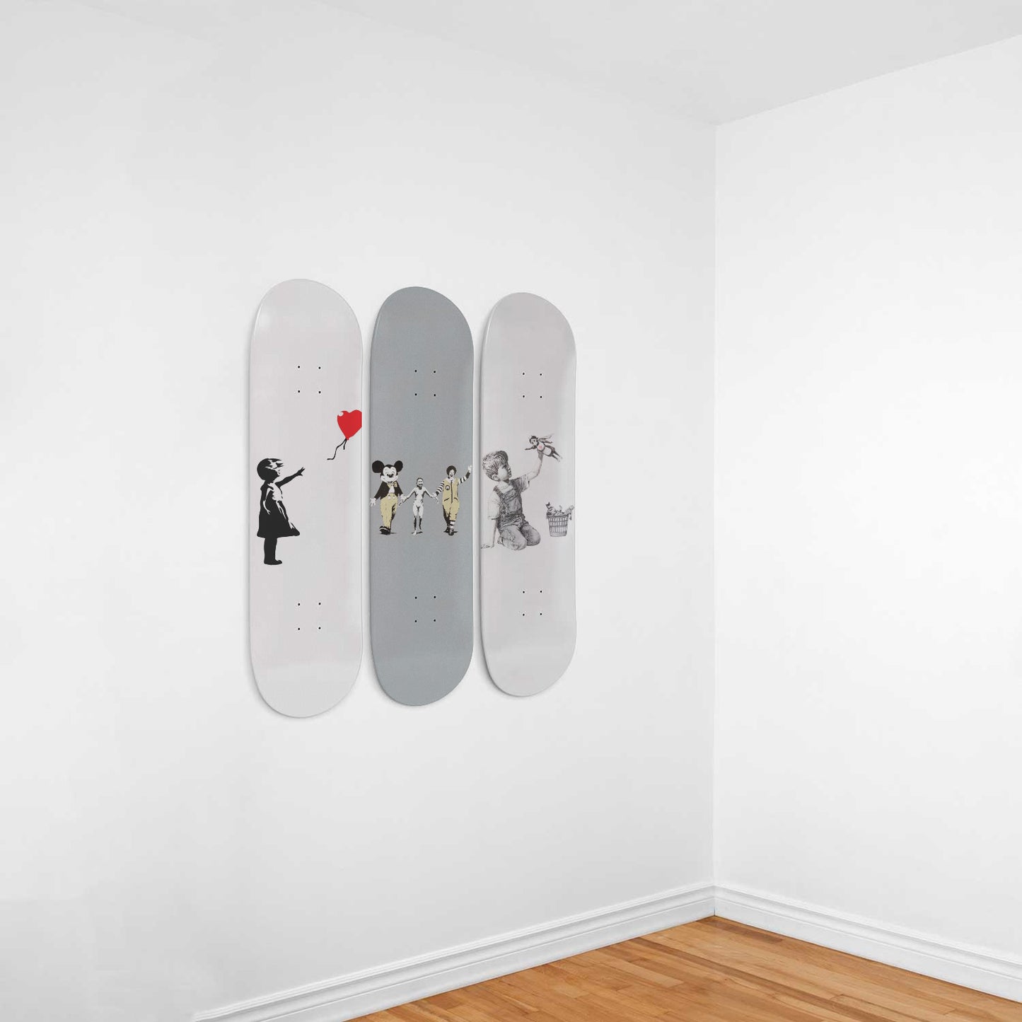 Banksy - Mixed Art - 3-piece Skateboard Wall Art