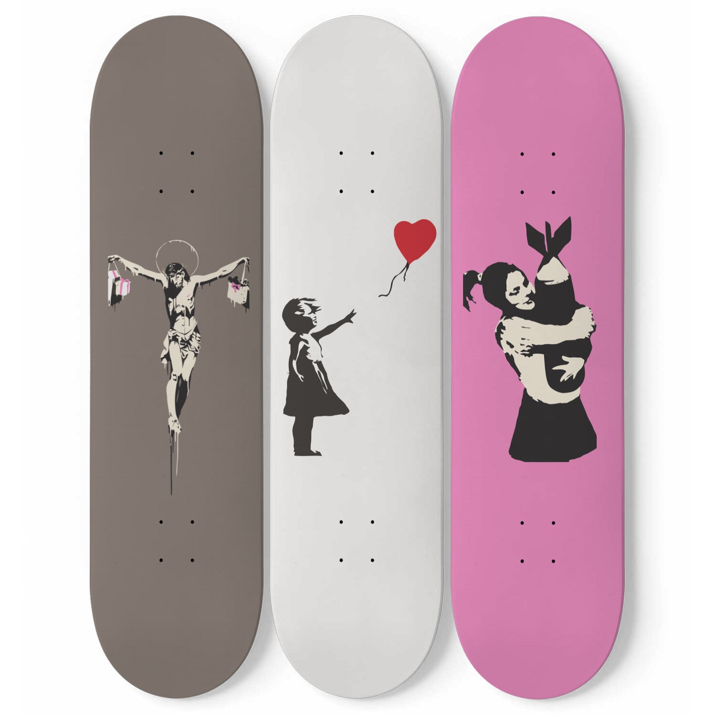 Banksy - Mixed Art - 3-piece Skateboard Wall Art