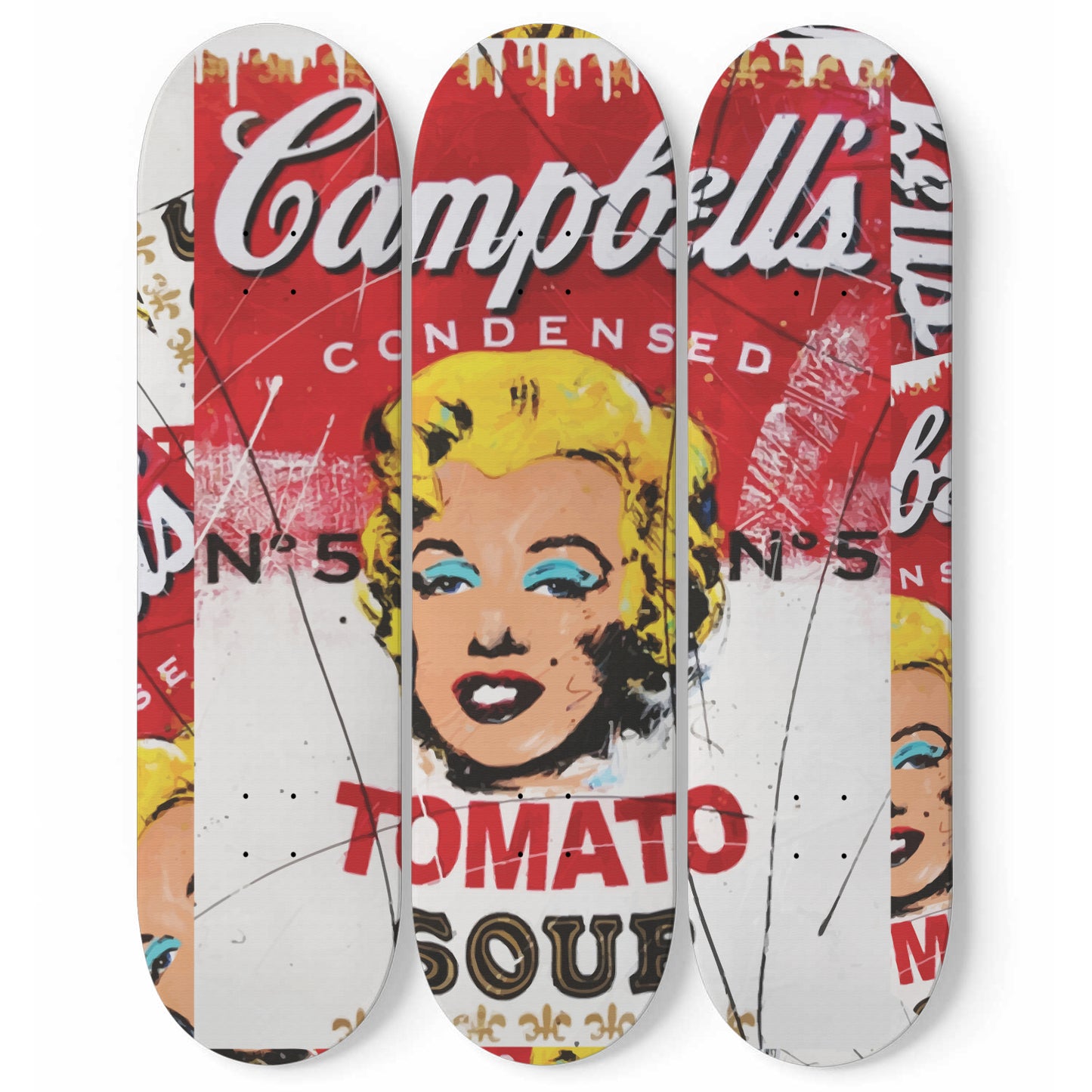 Andy Warhol Campbell Soup | Marilyn Monroe - 3-piece Skateboard Wall Art