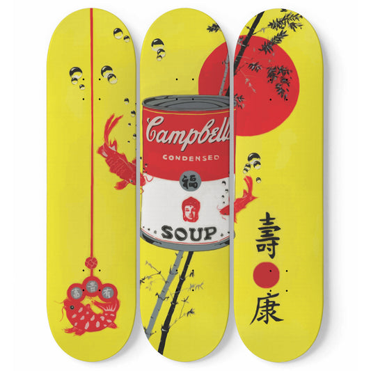 Andy Warhol Campbell Soup | Japanese Art - 3-piece Skateboard Wall Art