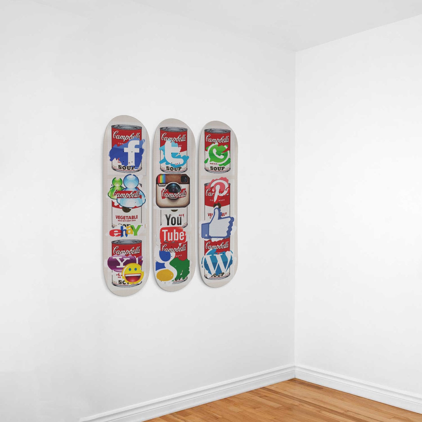 Andy Warhol Campbell Soup | Social Media - 3-piece Skateboard Wall Art