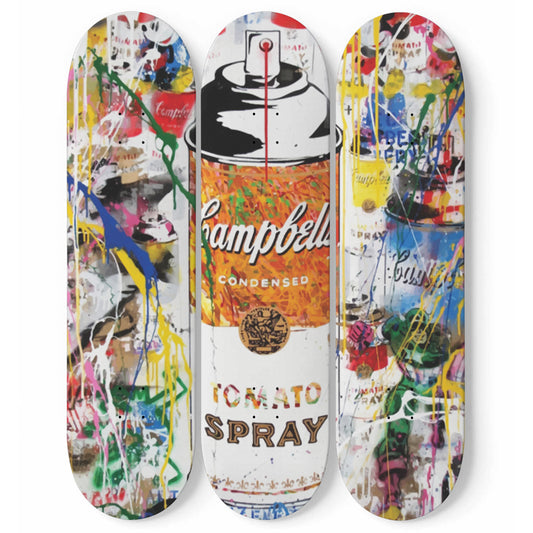 Andy Warhol Campbell Soup | Tomato Spray Art - 3-piece Skateboard Wall Art