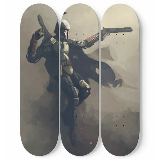 Star Wars - Boba Fett - 3-piece Skateboard Wall Art