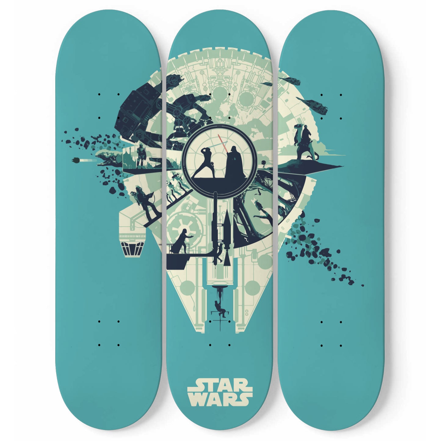 Star Wars - Millennium Falcon Silhouette - 3-piece Skateboard Wall Art