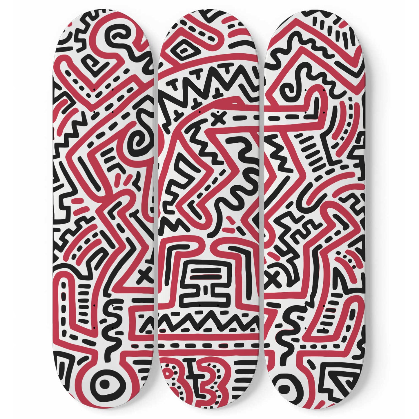 Keith Haring - Fun Gallery Exhibition 1983 3-piece Skateboard Wall Art