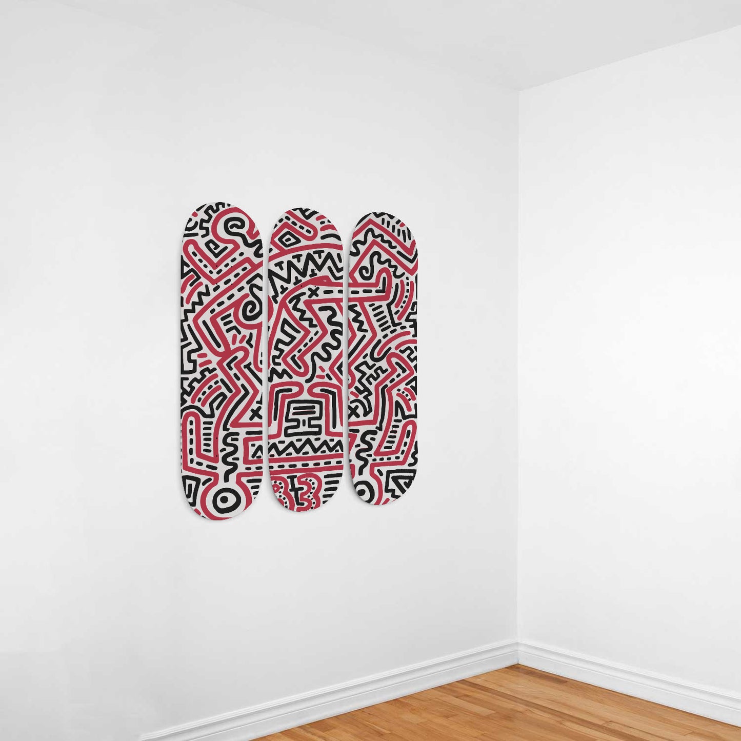 Keith Haring - Fun Gallery Exhibition 1983 3-piece Skateboard Wall Art