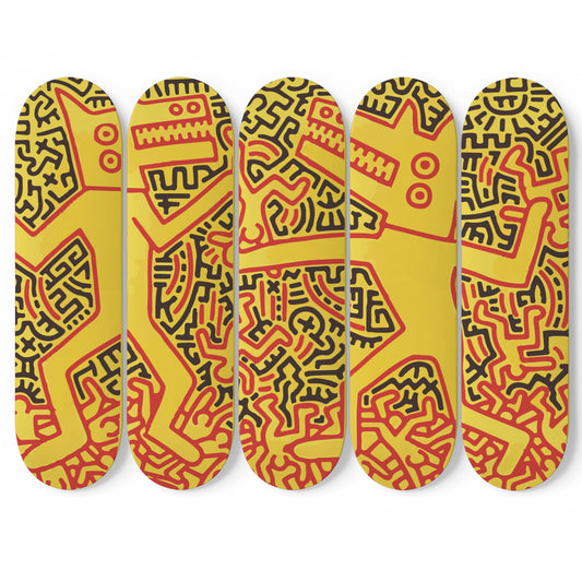 Keith Haring - Monsters - 5-piece Skateboard Wall Art