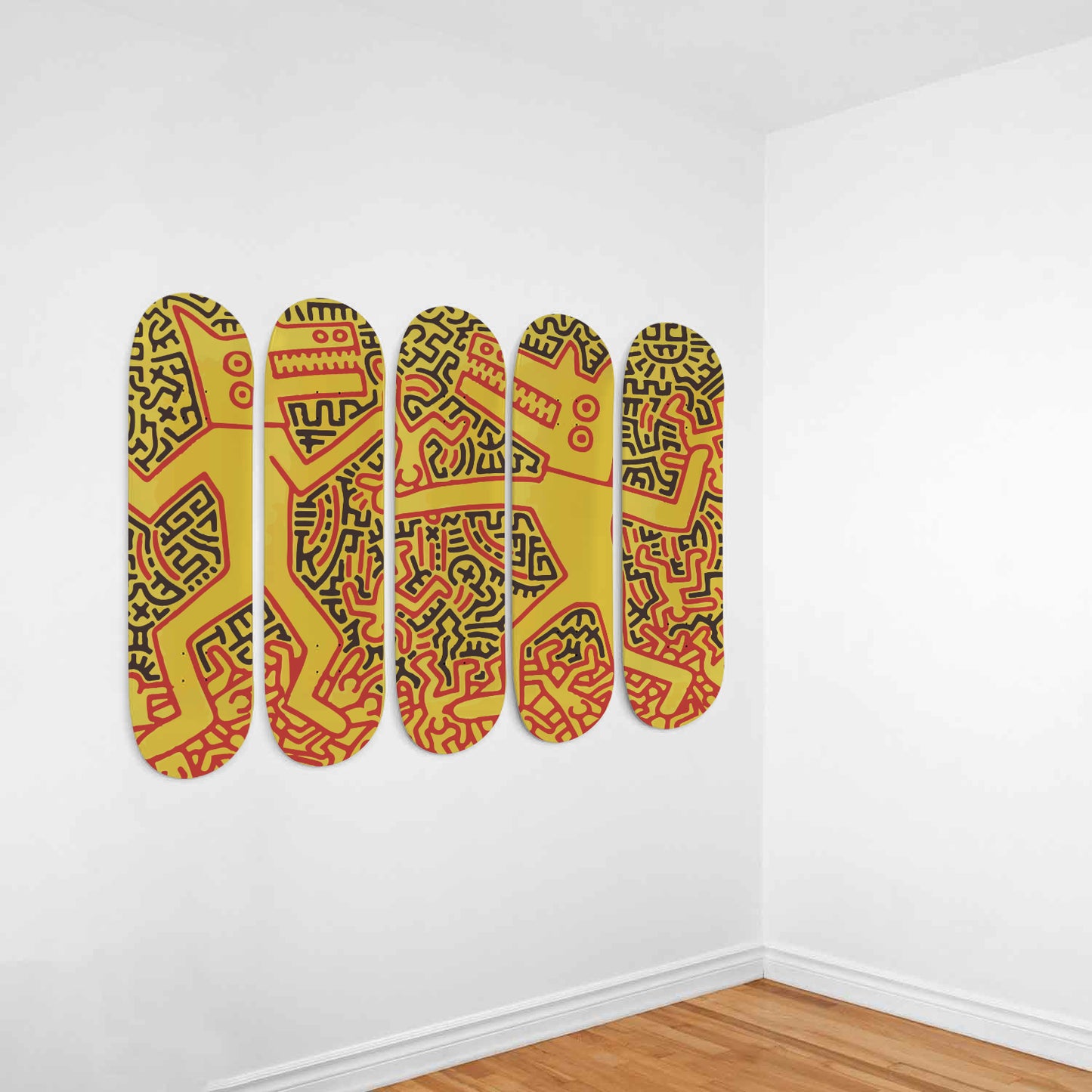 Keith Haring - Monsters - 5-piece Skateboard Wall Art