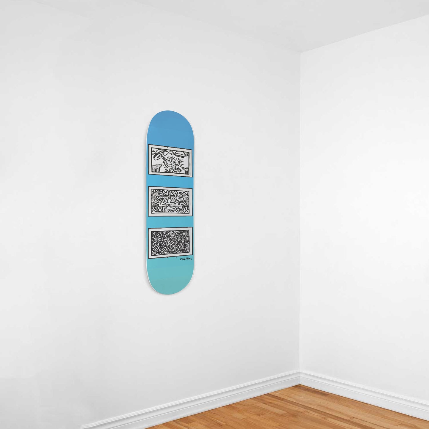 Keith Haring - Barking Dogs - UFO - Cross | Blue Deck - Skateboard Wall Art