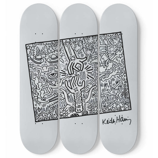 Keith Haring - The Marriage of Heaven and Hell 1984, 3-piece Skateboard Wall Art