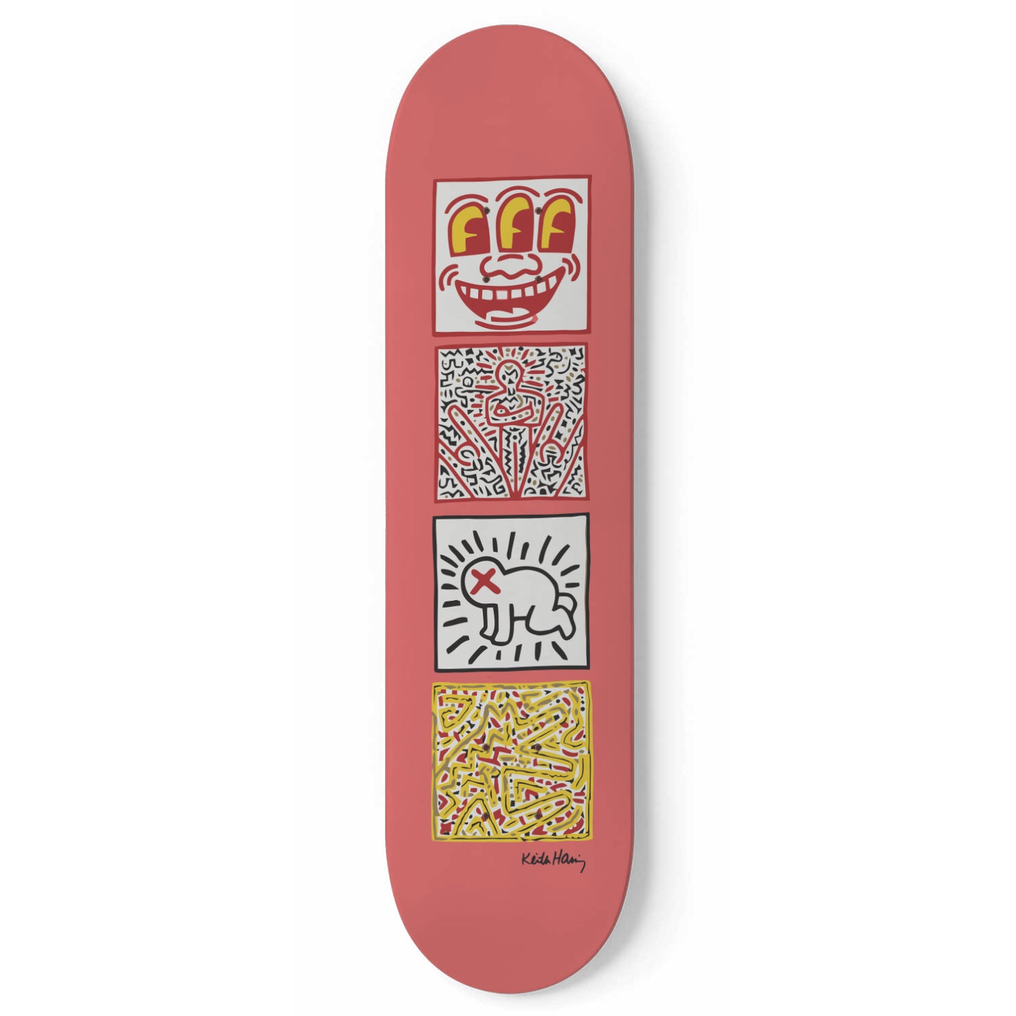 Keith Haring - One Man Show - Red Deck - Skateboard Wall Art