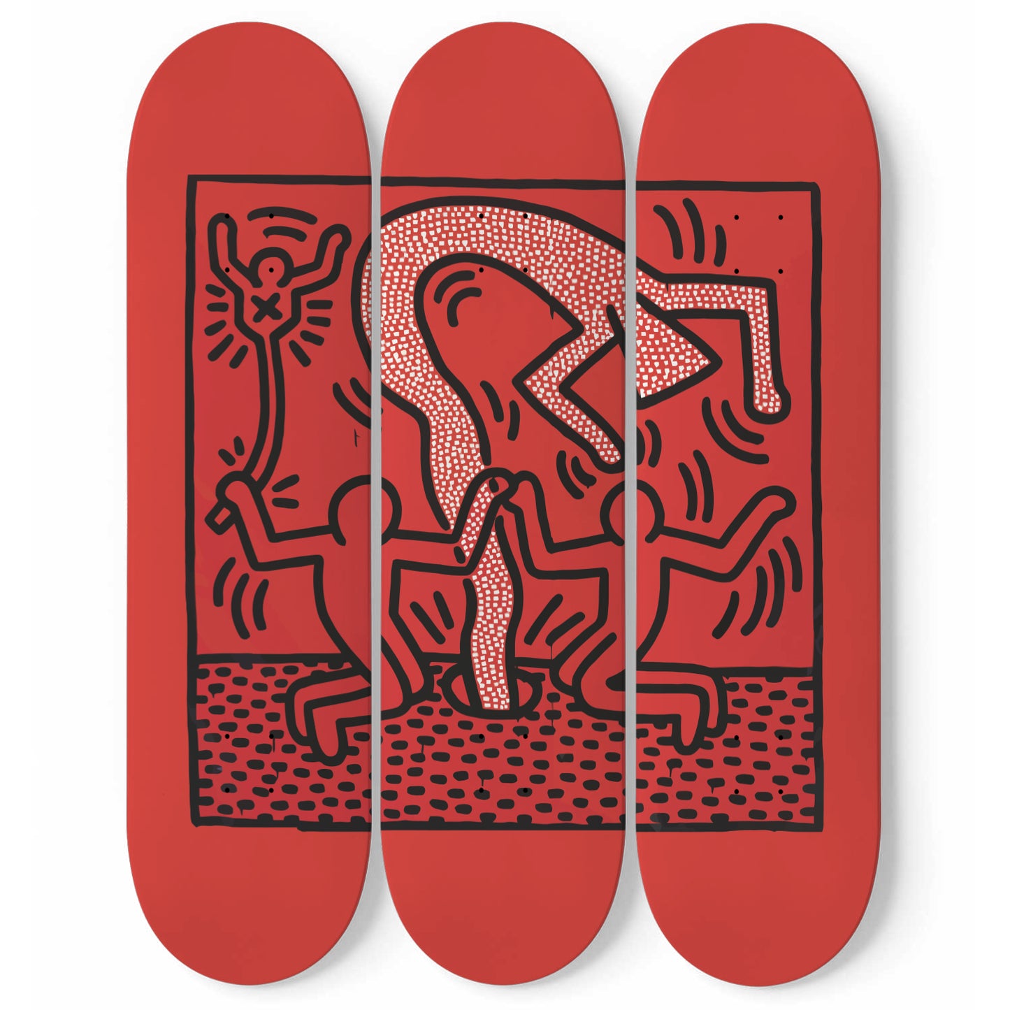 Keith Haring - Untitled -1983 - 3-piece Skateboard Wall Art