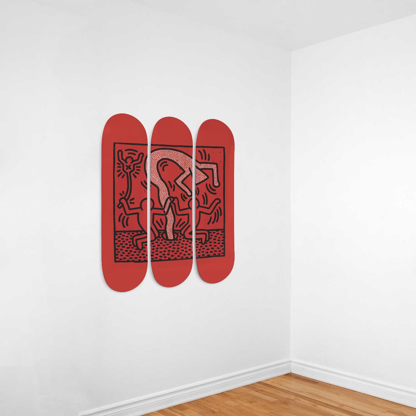 Keith Haring - Untitled -1983 - 3-piece Skateboard Wall Art