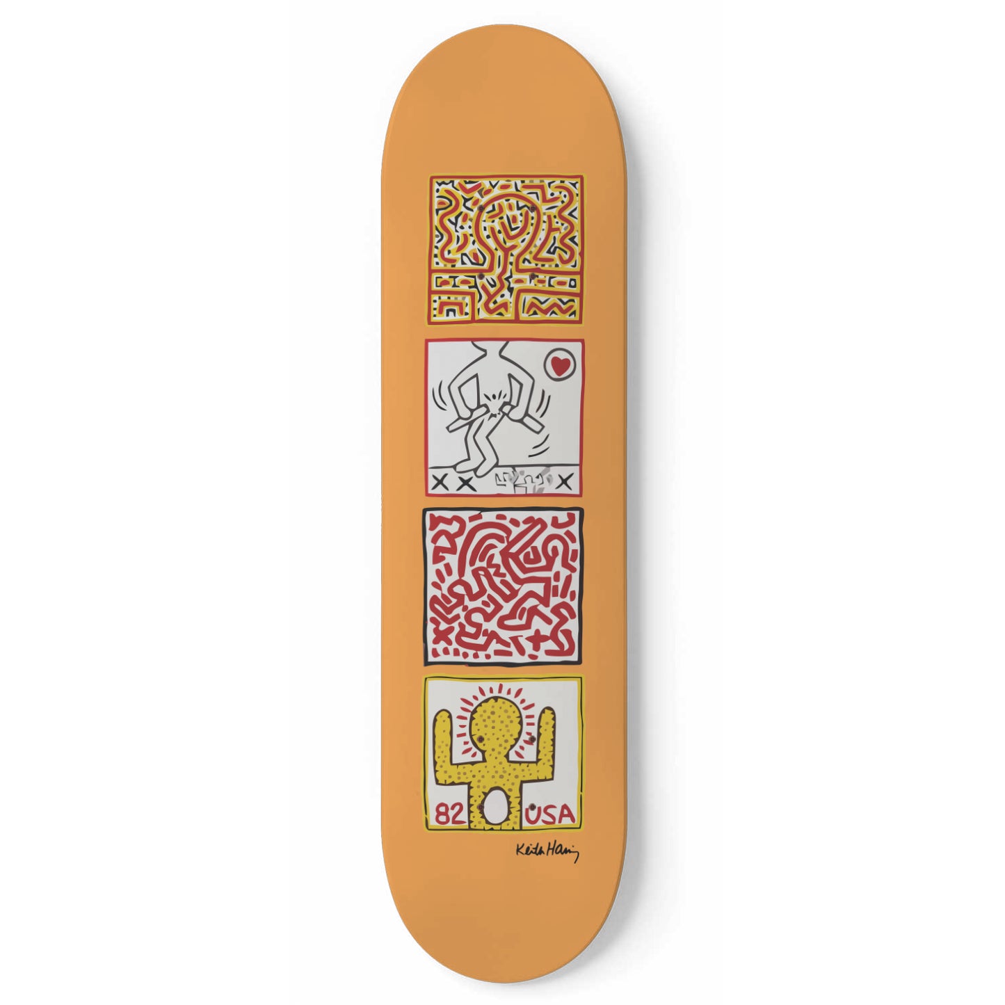 Keith Haring - One Man Show - Orange Deck - Skateboard Art