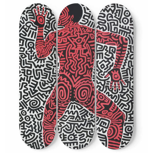 Keith Haring - Into 84 - 3-piece Skateboard Wall Art