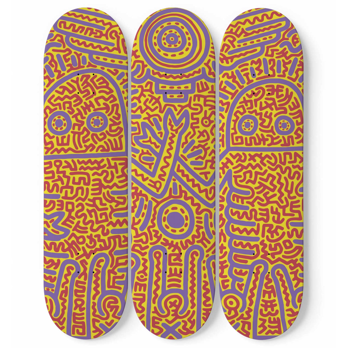 Keith Haring - Untitled 1984 Two Robots - 3-piece Skateboard Wall Art