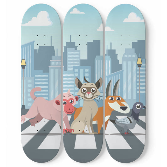 Adorable Animals Crossing New Horizon - 3 piece - Skateboard Wall Art
