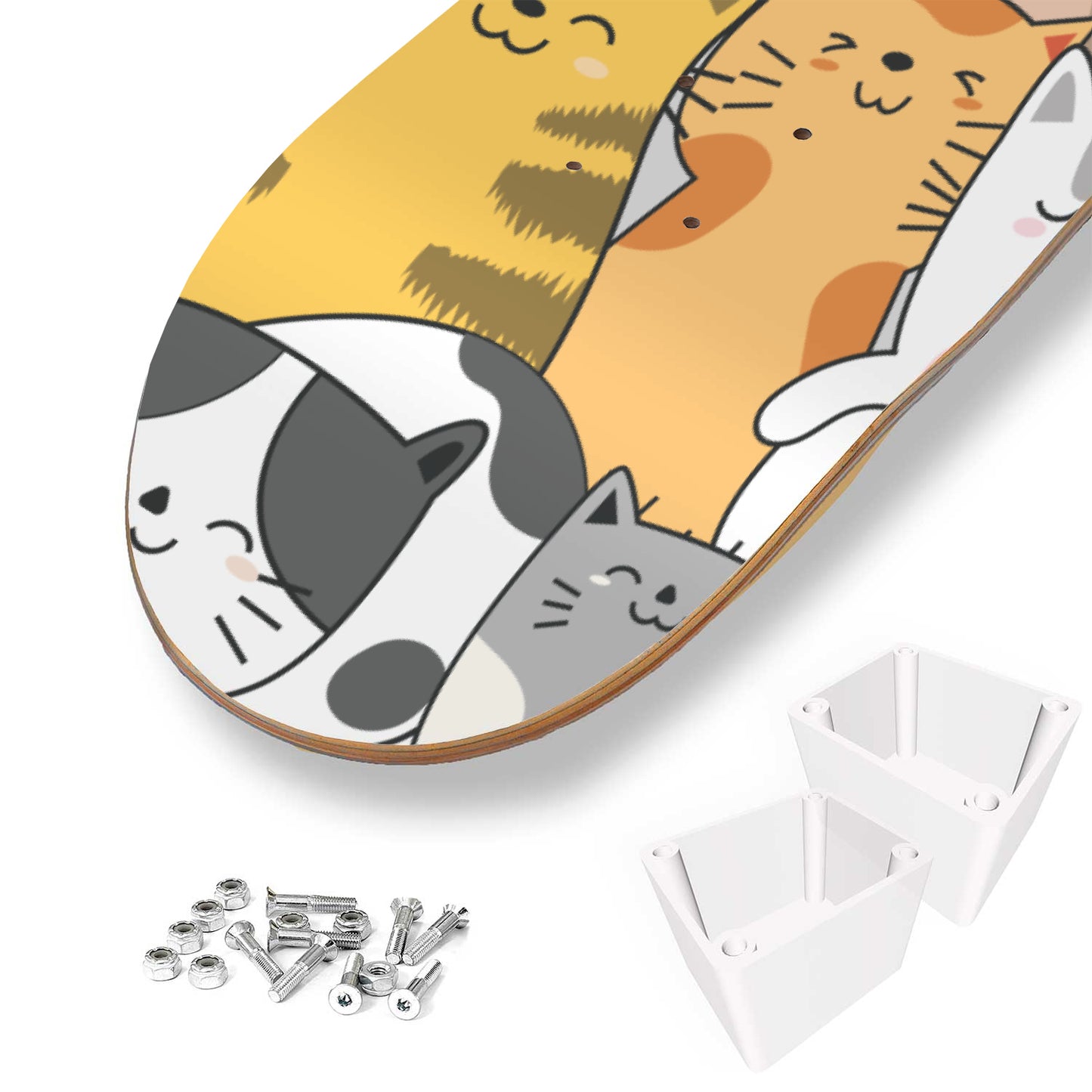 Cute Cartoon Cat Inspired - 'Kawaii kitties' - 3 piece - Skateboard Wall Art