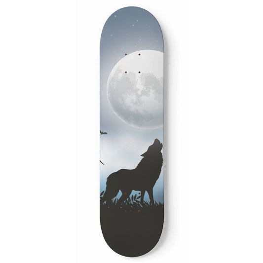 Wolf Howling at Night - Skateboard Wall Art
