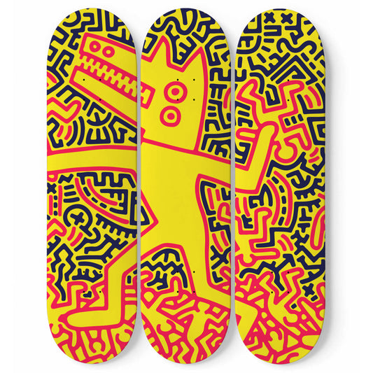 Keith Haring - Monster - 3 Piece Skateboard Wall Art