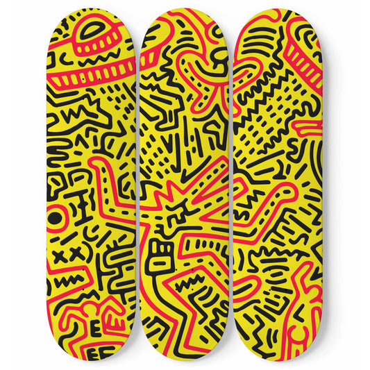 Keith Haring - Paperback - 3 Piece Skateboard Wall Art