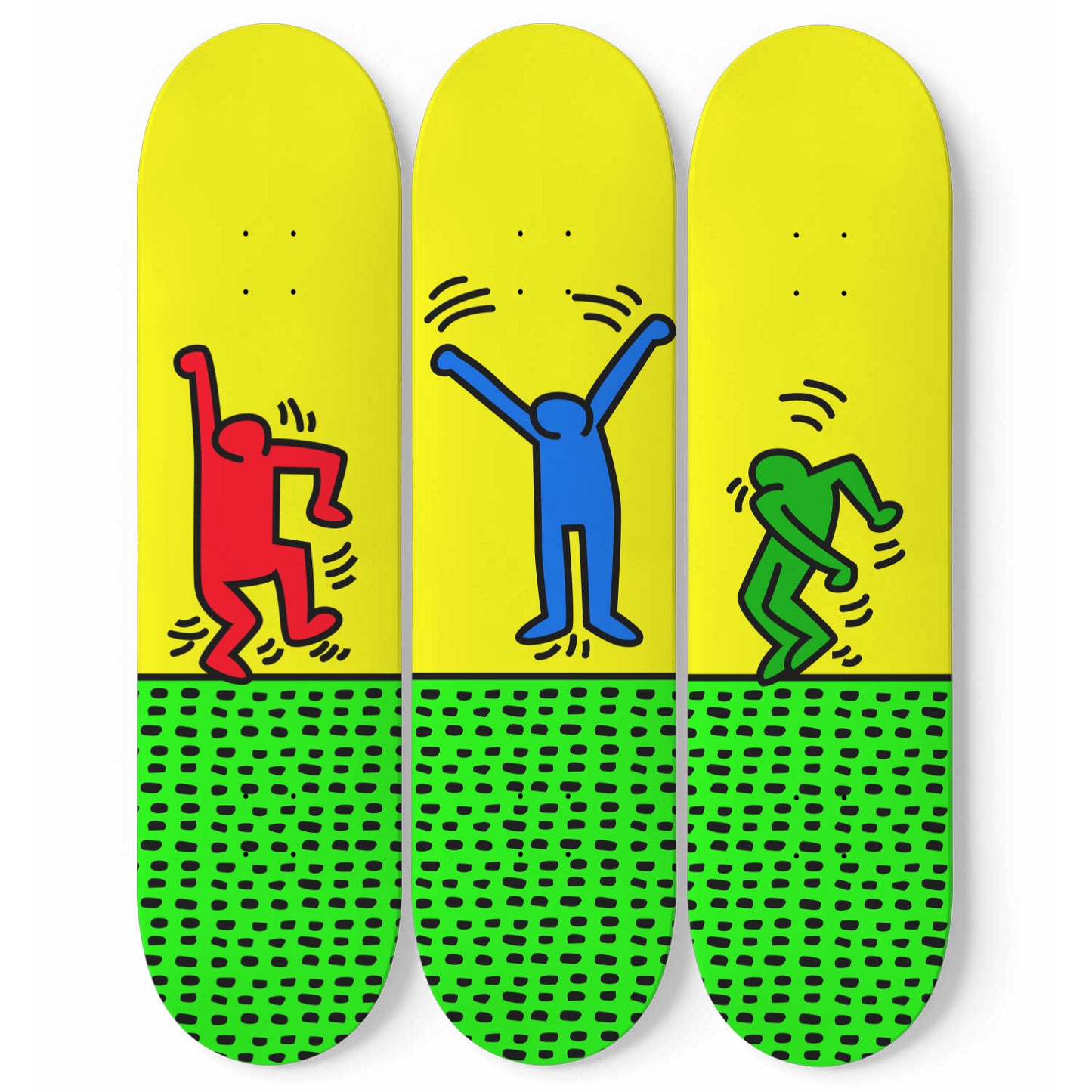 Keith Haring - Let's Dance - 3 Piece Skateboard Wall Art