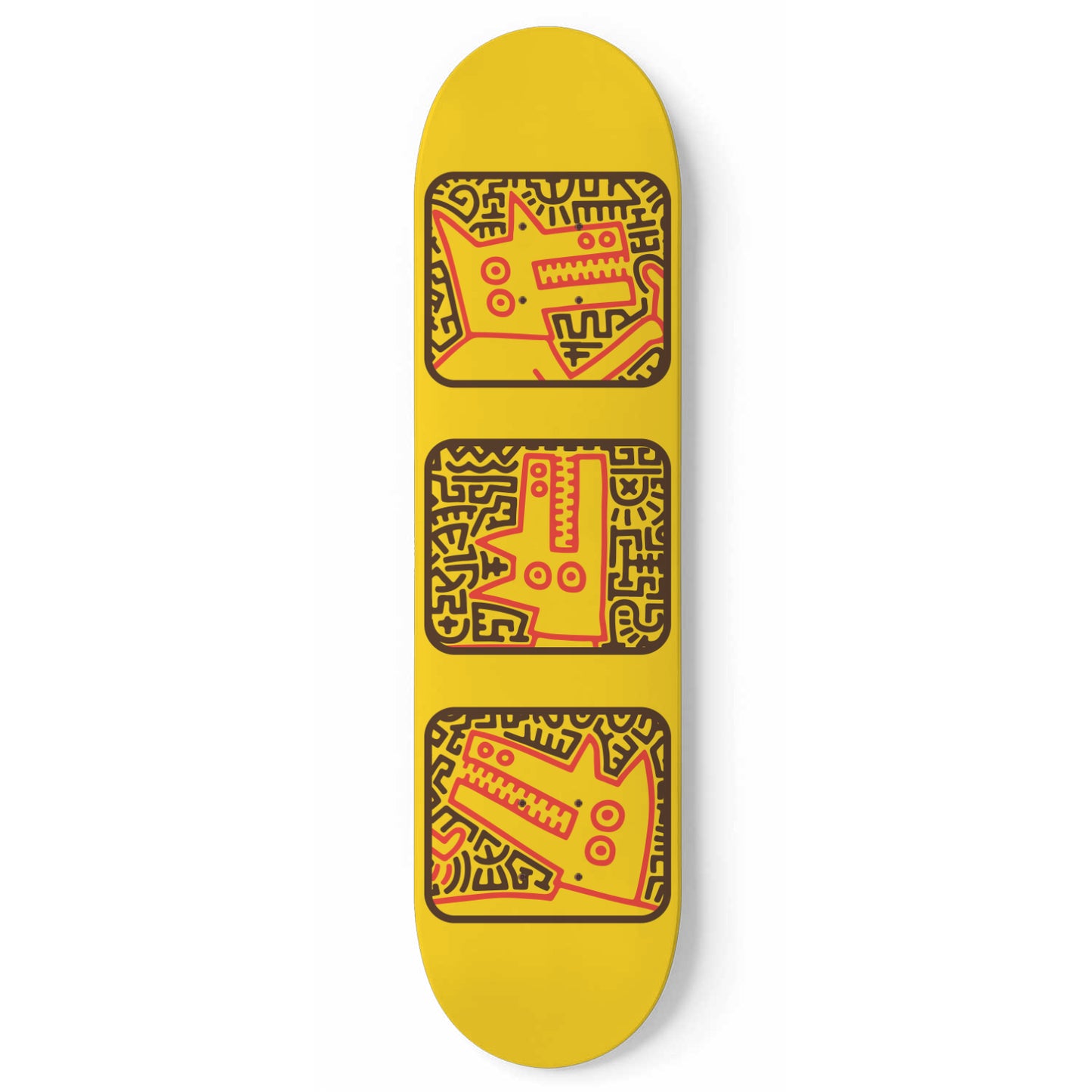 Keith Haring - Three Monsters Design Art - Skateboard Wall Art