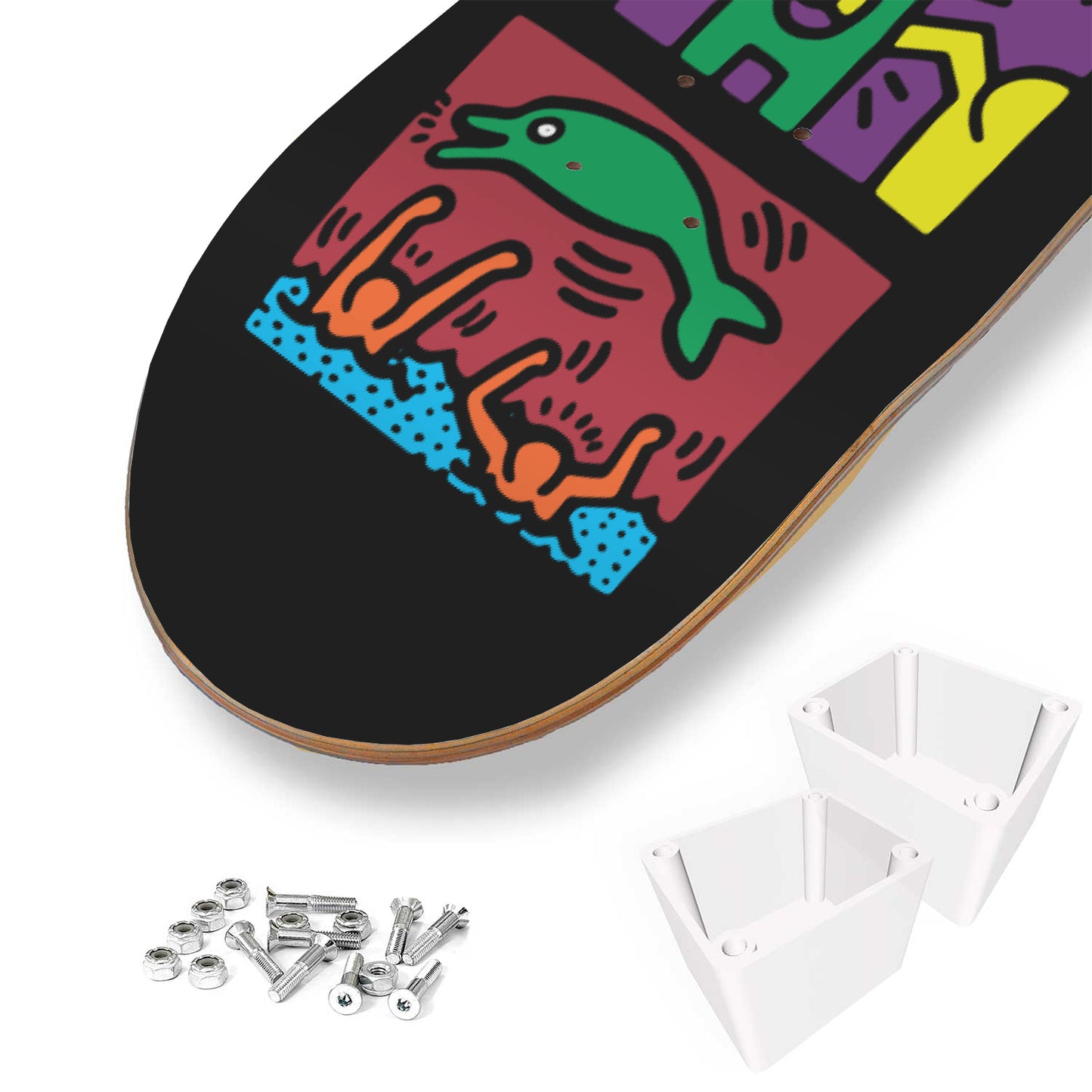 Keith Haring - 1989 Retrospect Black Edition - Skateboard Wall Art