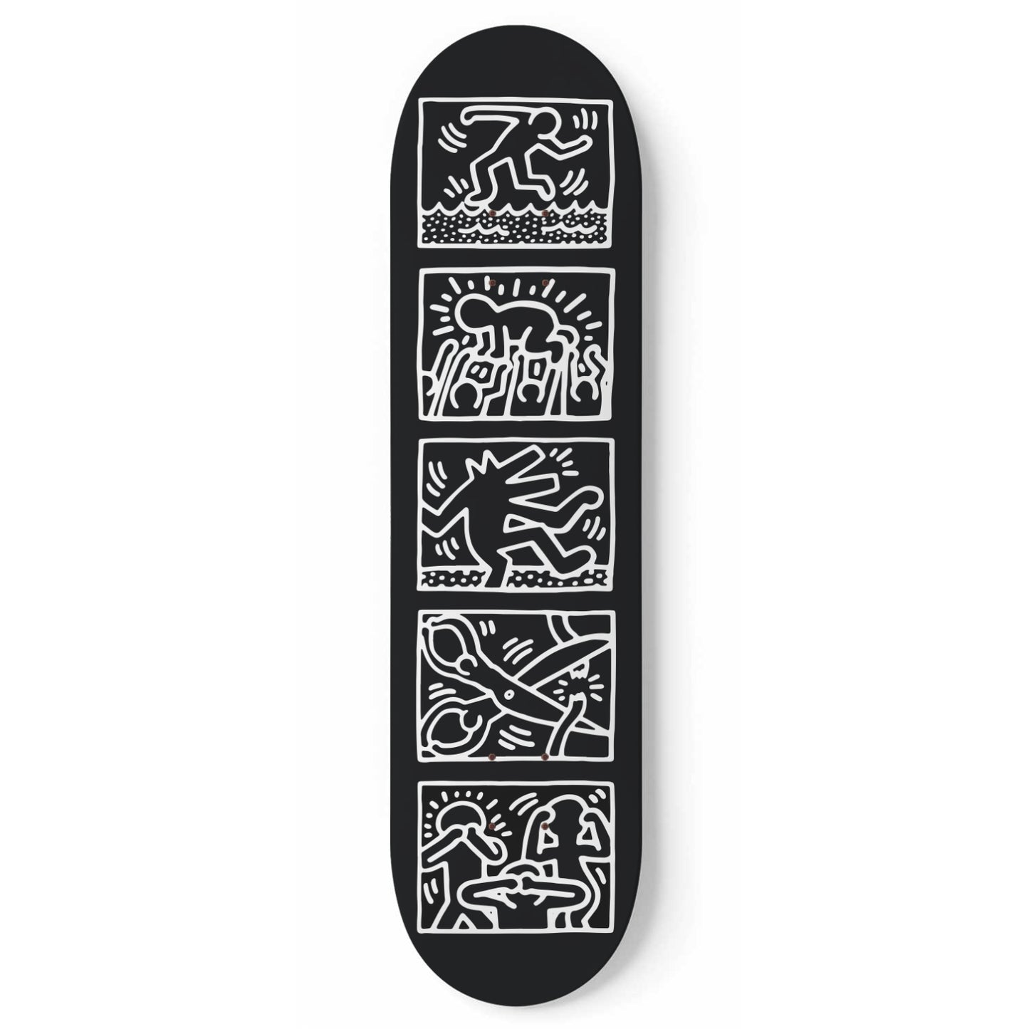 Keith Haring - 1989 Retrospect Black and White Edition - Skateboard Wall Art