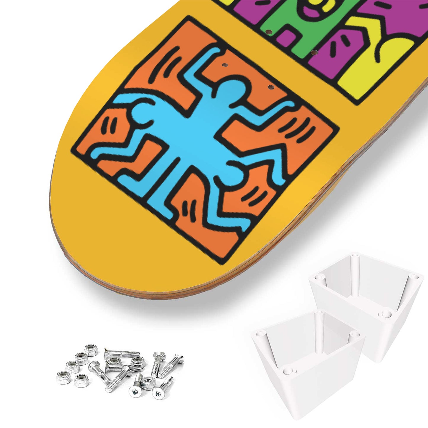 Keith Haring - 1989 Retrospect Colourful Design Art- Skateboard Wall Art