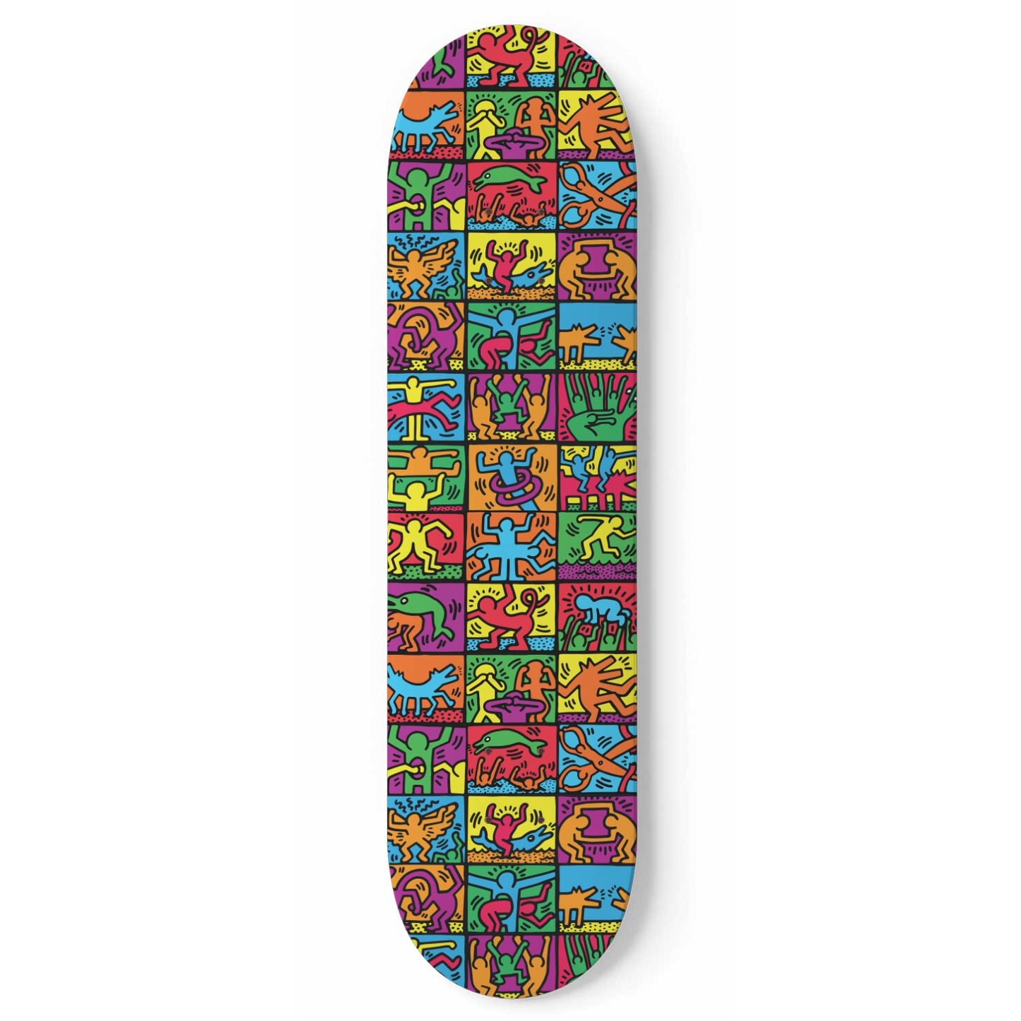 Keith Haring - 1989 Retrospect Mixed Design Art- Skateboard Wall Art