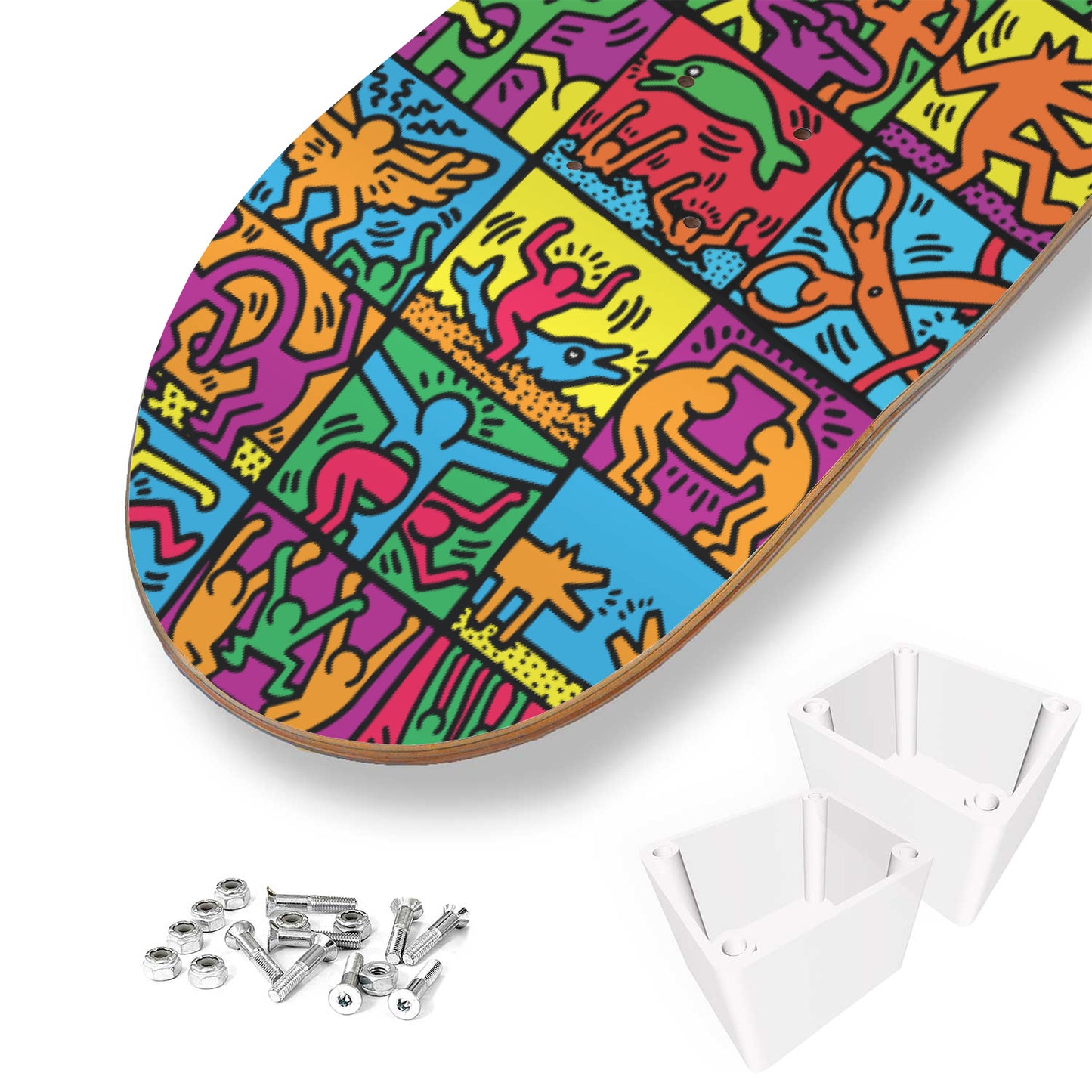 Keith Haring - 1989 Retrospect Mixed Design Art- Skateboard Wall Art