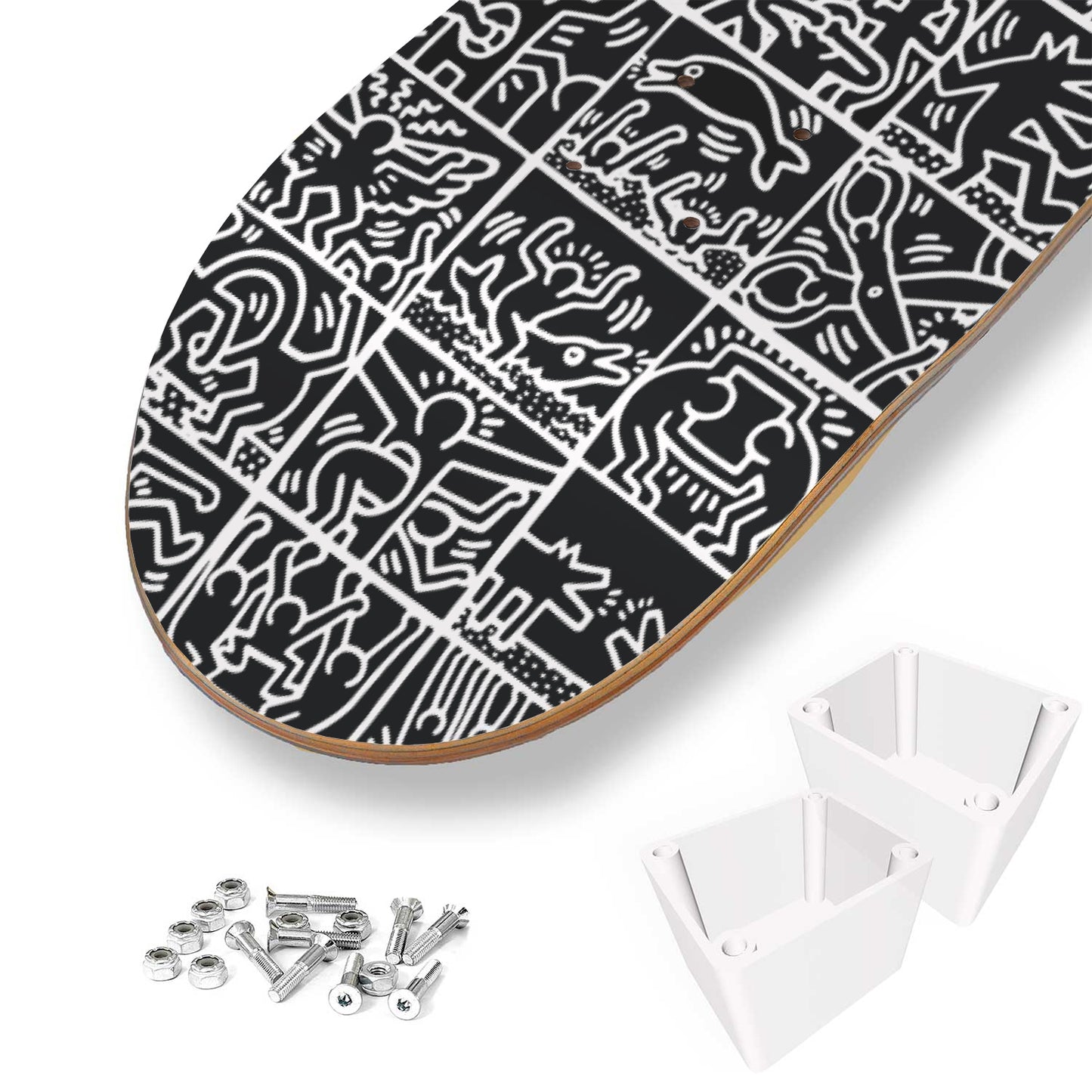 Keith Haring - 1989 Retrospect Balck & White Mixed Design- Skateboard Wall Art