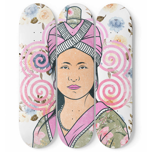 Hmong Girl with Traditional Dress- 3 Piece Skateboard Wall Art