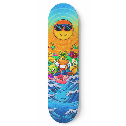 Fun Under the Sun Doodle - Skateboard Wall Art