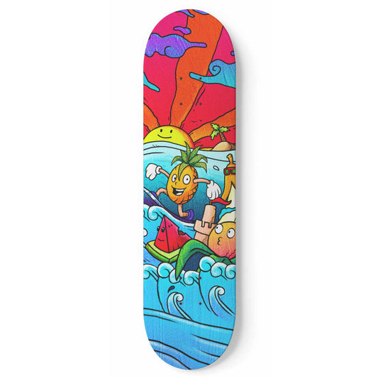 Tropical Surfer Doodle - Skateboard Wall Art