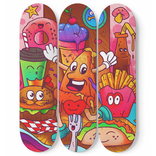Lovely Cravings Doodle - 3 Piece Skateboard Wall Art