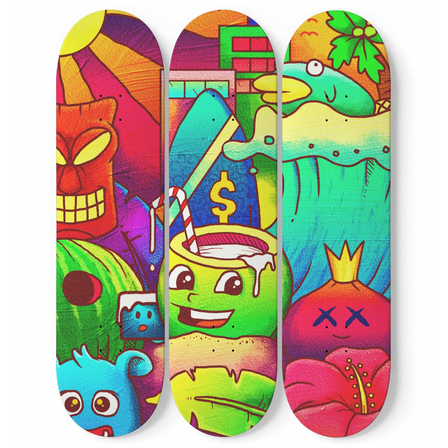 Feel the Chill Doodle -3 Piece Skateboard Wall Art