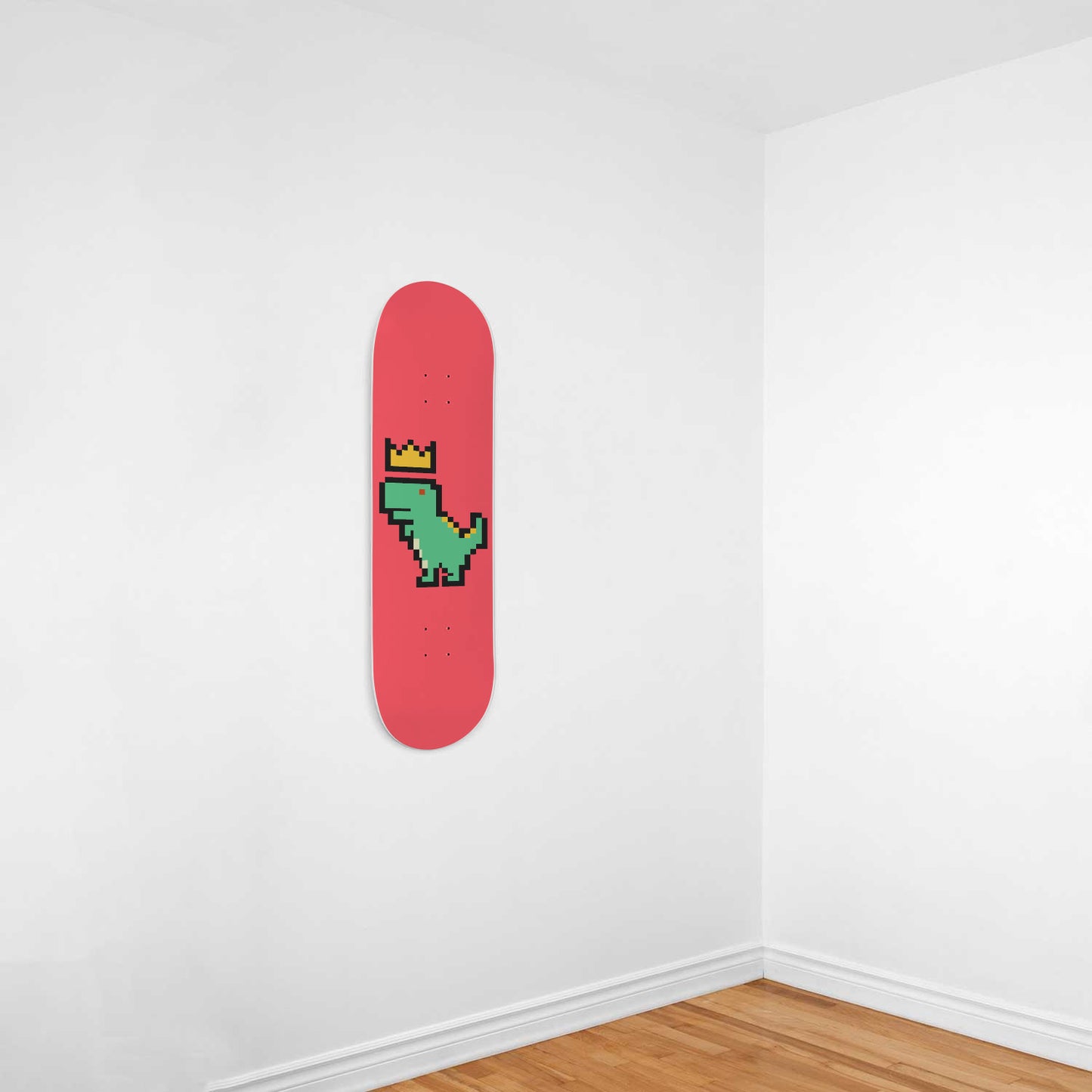 Dino on Pink | Wall Art -Punky Dino | Dinosaur Inspired | 1 Piece Skateboard Wall Art, Deck Art | Wall Hanging Decor | Custom Printed Wall Art