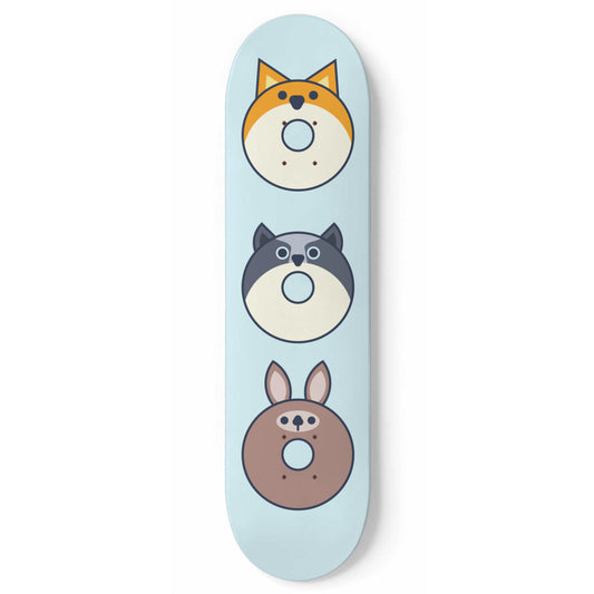 Woodland Animals - Fox, Raccoon & Bunny | Nursery Wall Art | 1 Piece Skateboard Wall Art, Deck Art | Wall Hanging Decor | Custom Printed Wall Art