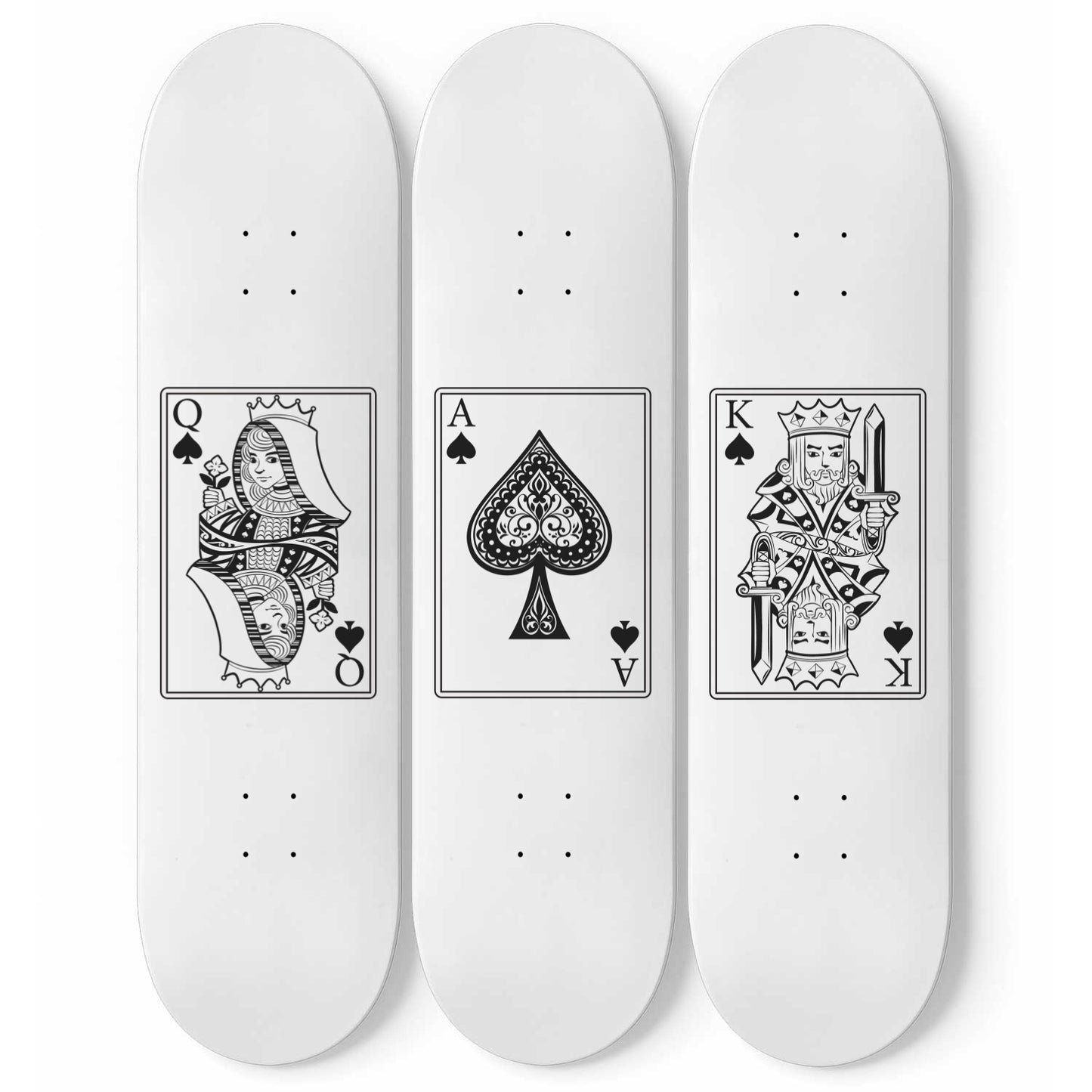 King Queen Black Ace Of Spades | 3 - Piece Skateboard Wall Art, Retro Aesthetic Print
