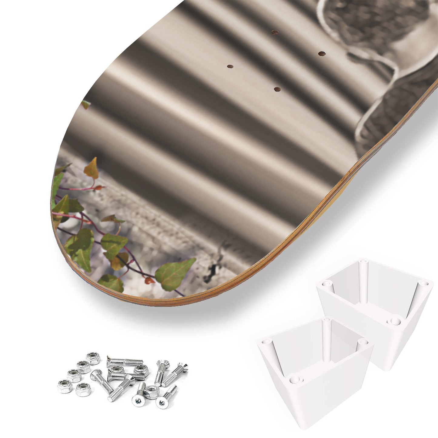 The Boy Looking Behind The Curtain | 3 - Piece Skateboard Wall Art, Banksy Behind The Curtain, Martin Watson Wall Decor