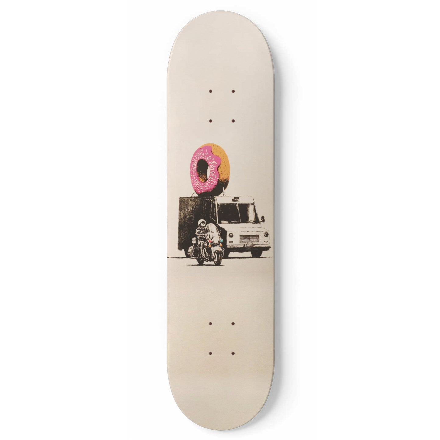 Banksy Donut Truck Artwork | 1 - Deck Skateboard Wall Art, Pink Donut, Banksy Print Nursery Room Sign