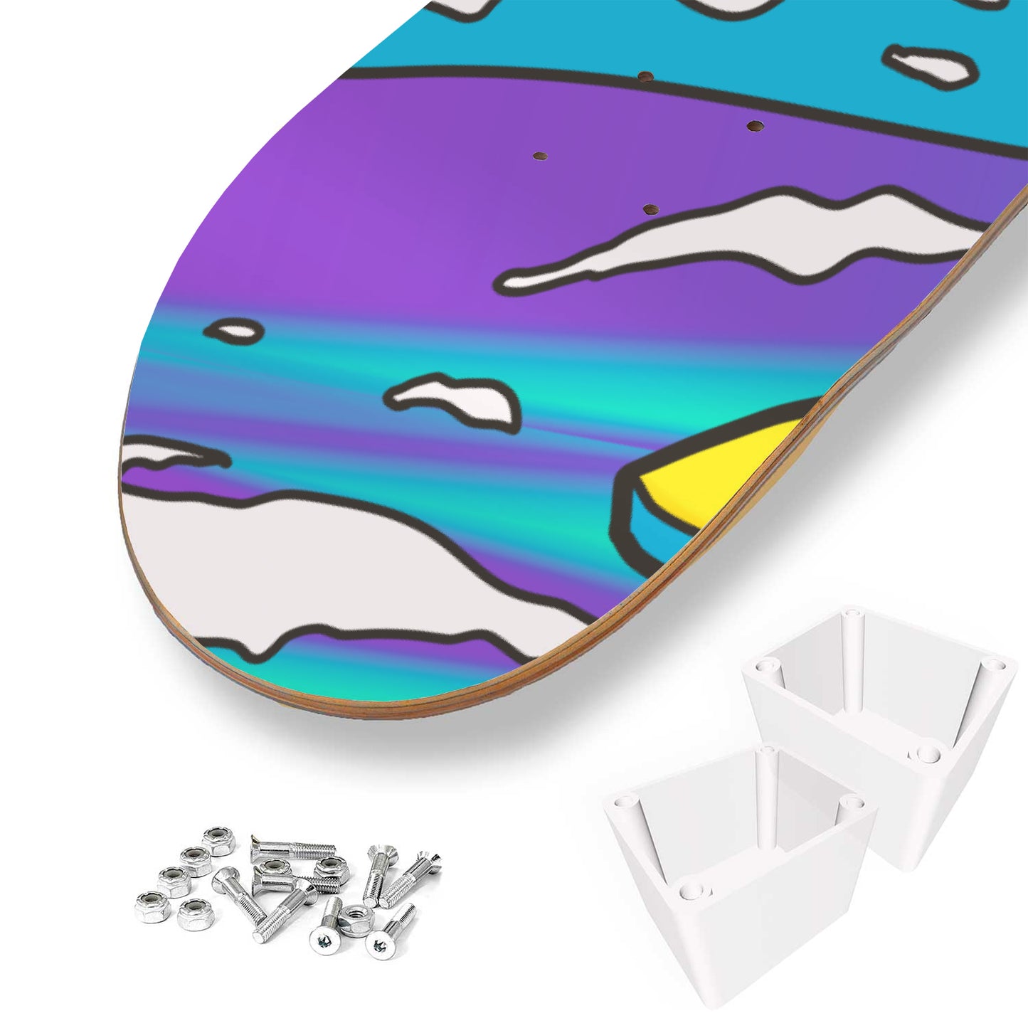 Summer Pineapple Surfer Doodles | 3 - Piece Skateboard Wall Art, Summer Doodle Wall Print, Graffiti Office Wall Art