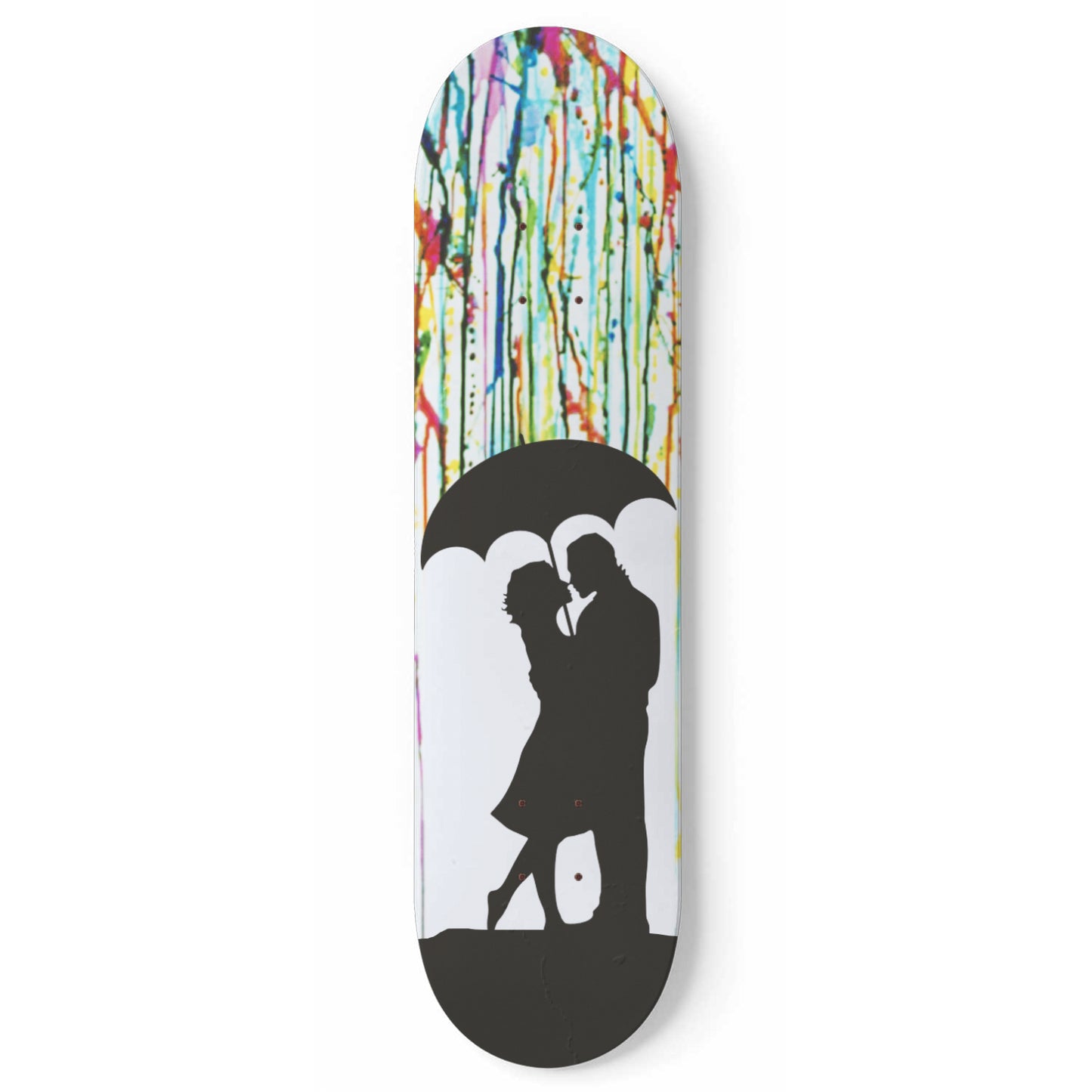Banksy Style Raining Paint Drips Couple Umbrella Abstract | 3 - Piece Skateboard Wall Art,  Home Decor - Office Decor