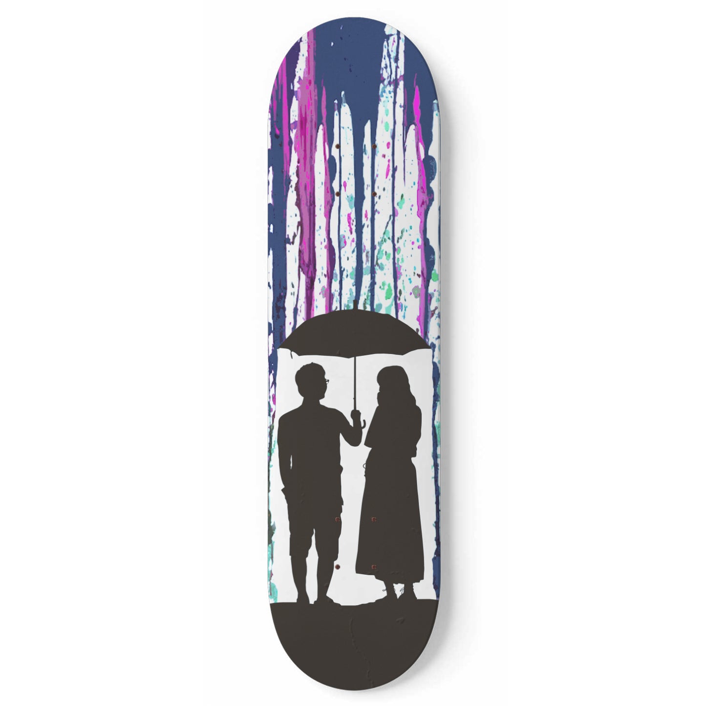 Banksy Umbrella Couple Love Abstract | 1 - Set Skate Deck Art, Wall Hanging Art, Aesthetic Print For Home Decor