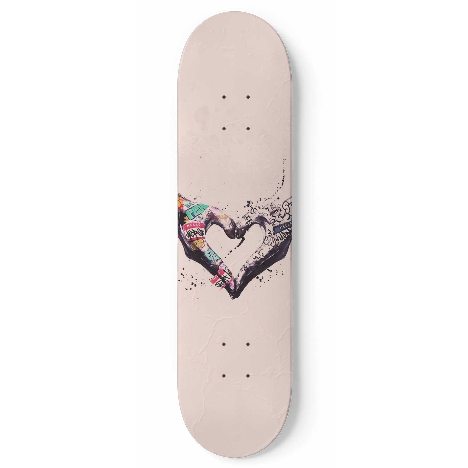 Couple Love Hand Banksy Print | 1 - Piece Skateboard Wall Art, Graffiti Love Hand Banksy Style, Housewarming Gift