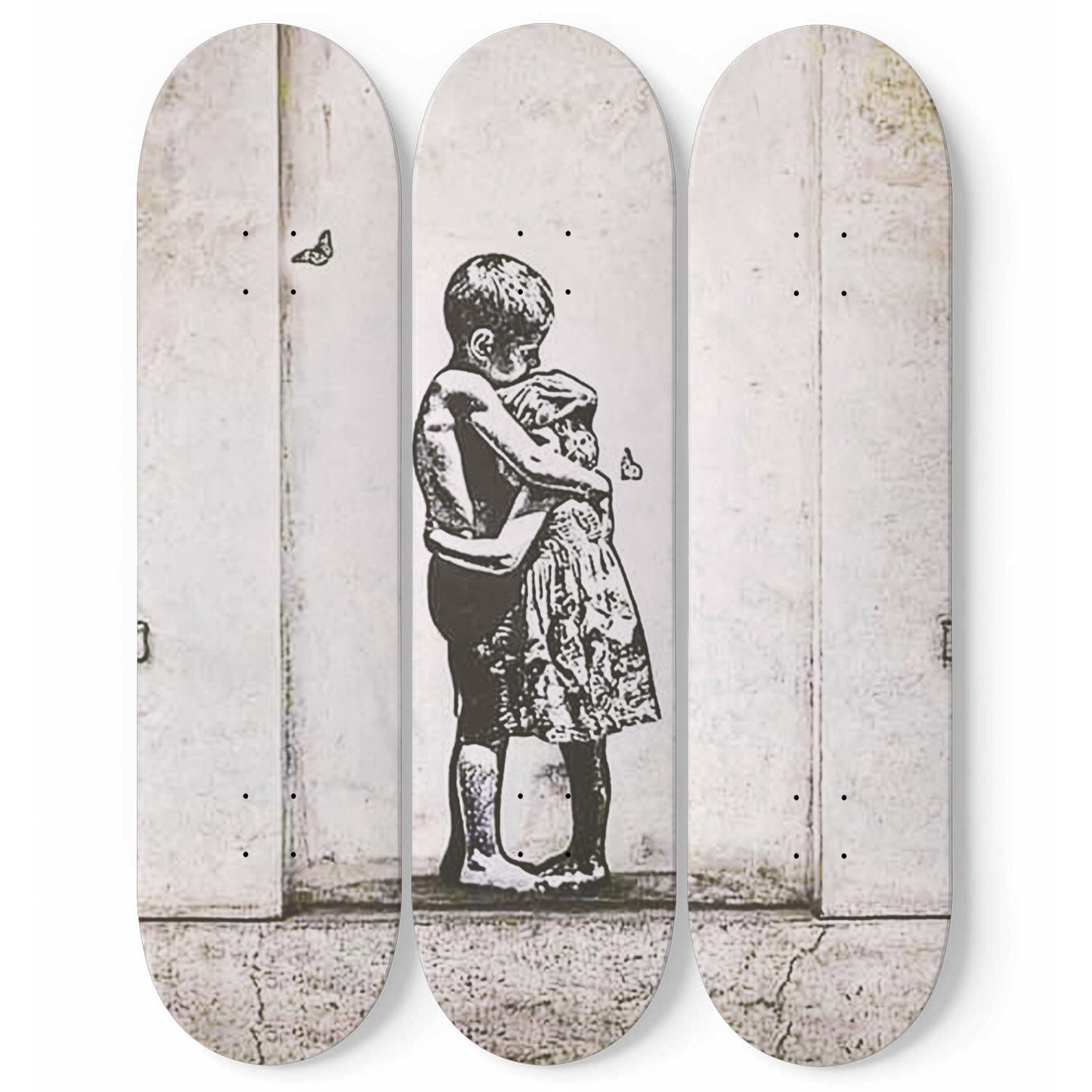 Banksy Brother Sister Love Skateboard Wall Art Banksy Print Maple Wood Street Wall Decor