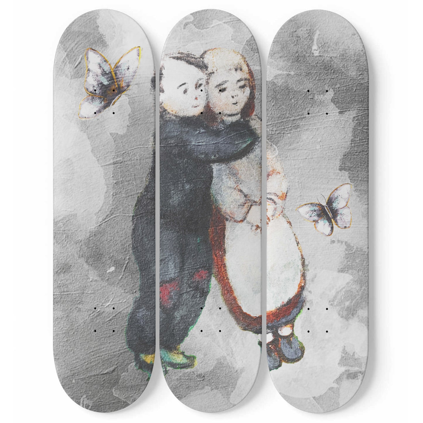 Banksy Inspired Brother and Sister Love Street Art Skateboard Wall Art Compilation Skate Deck Art New Home Gift Ideas